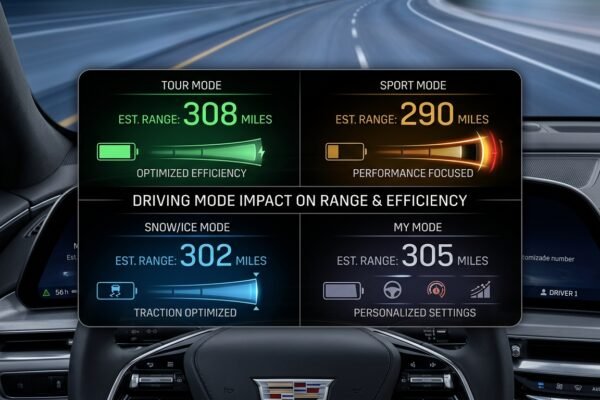 Do the Driving Modes in Cadillac LYRIQ Offer Different Ranges or Battery Usages?