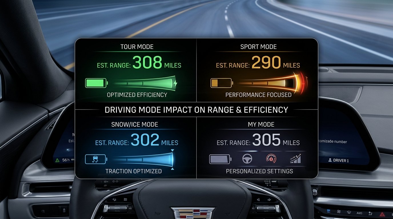Do the Driving Modes in Cadillac LYRIQ Offer Different Ranges or Battery Usages?